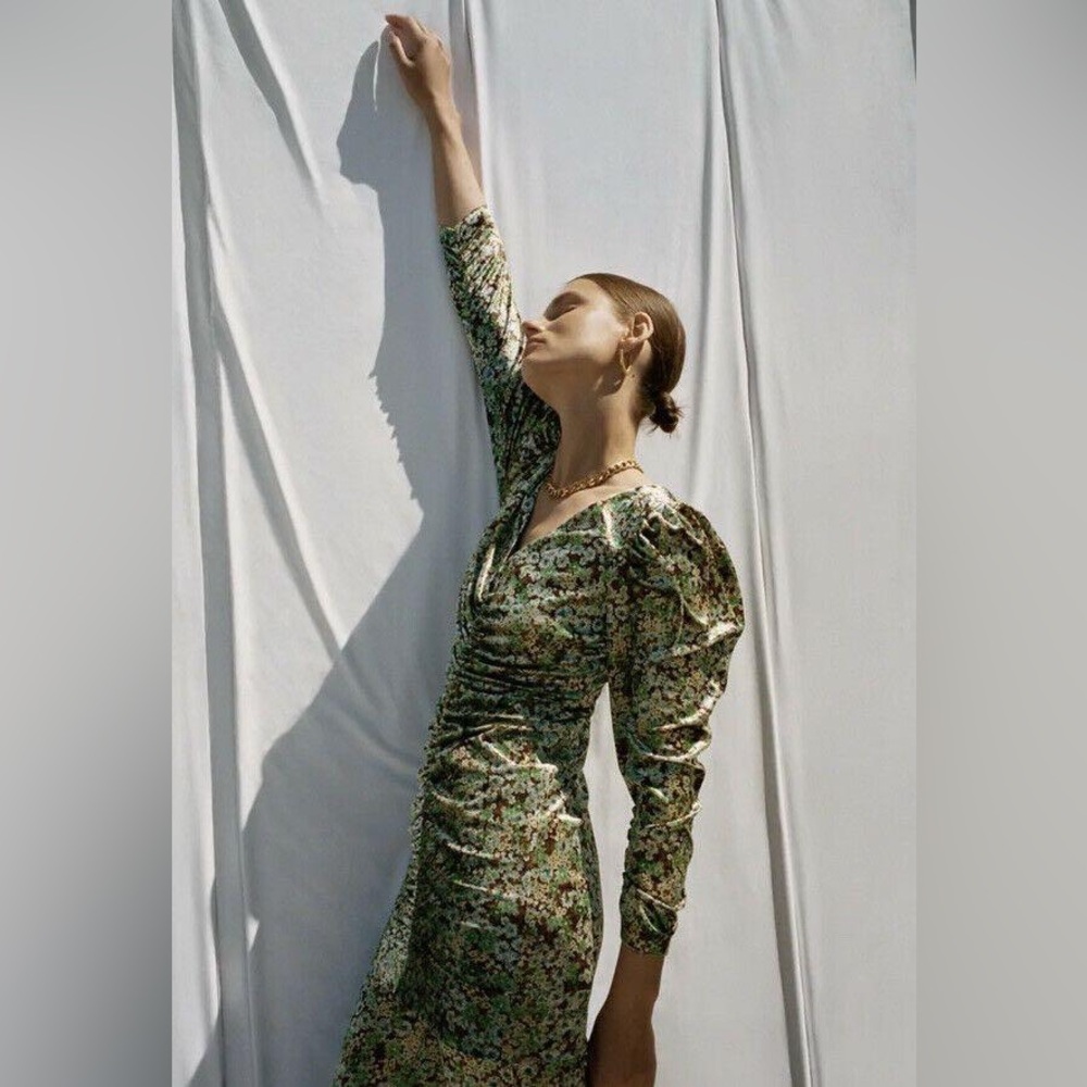 Zara floral velvet dress